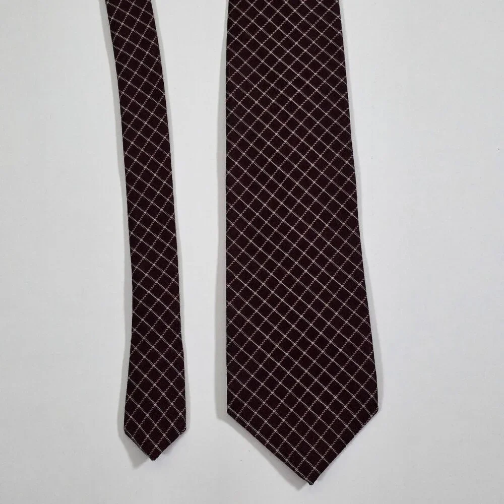 Vtg Gap Wool Silk Tie Brown Beige Geometric Pattern Preppy Office USA W 4